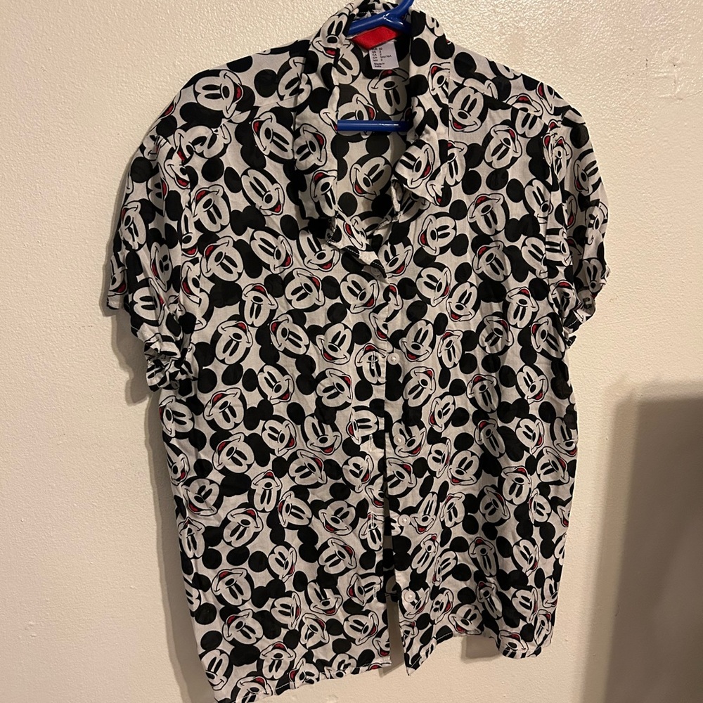 Mickey mouse print button down